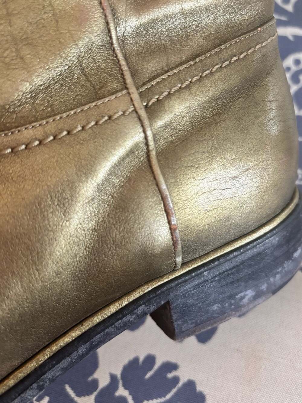 Chanel Metallic Gold Leather CC Tall Boots - Picture 15 of 16